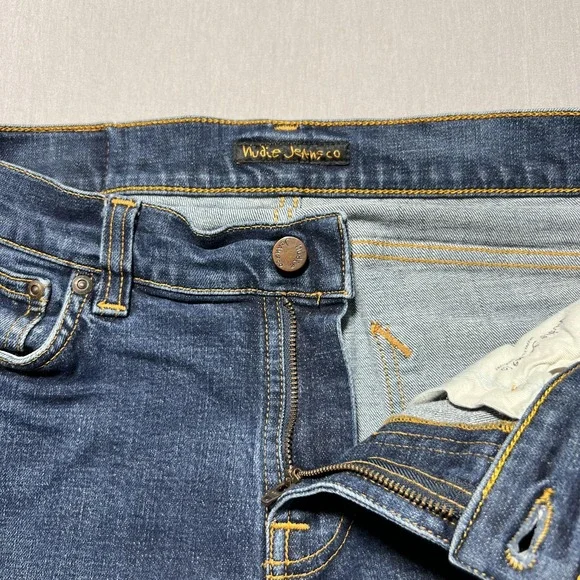 Nudie Jeans Tight Terry Jeans Rinse Twill Mens 31x26 Blue Slim Fit Pants - Picture 7 of 16